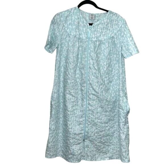 Croft & Barrow Intimates Womens Zip-Front Floral Nightgown Dress S Blue - Picture 1 of 7